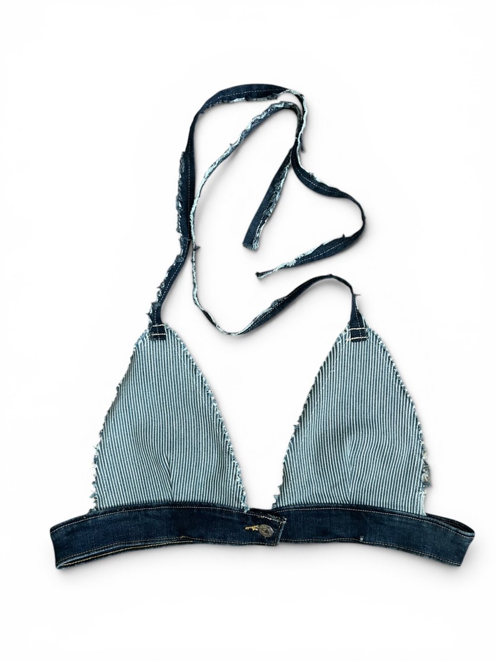 Upcycled Levi's 36-40 C/D Blue and White Bralette